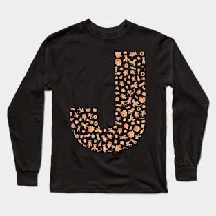 Letter J Initial Christmas Decorations Gingerbread Long Sleeve T-Shirt